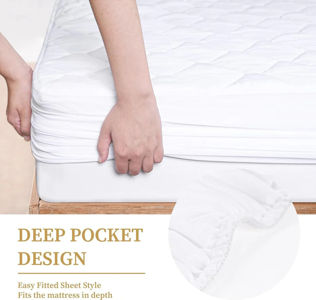 Anko Australian Brand Premium Cotton Top Quilted Mattress Protector - Anti-Bacterial Fitted Mattress Cover (King Size)