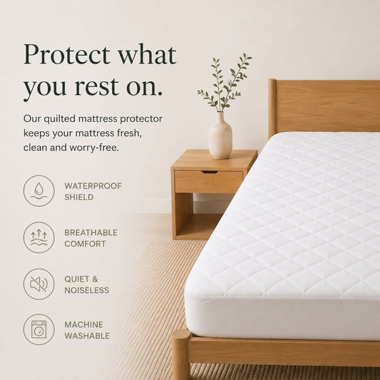 Anko Premium Quilted Mattress Protector – Anti-Bacterial Cotton Top Fitted Mattress Cover | 40cm Deep Wall | Multiple Sizes Available