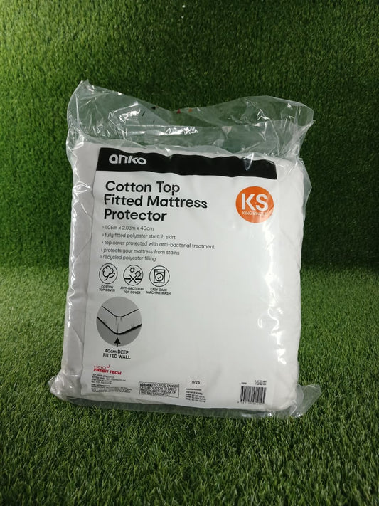 Anko Australian Brand Premium Cotton Top Quilted Mattress Protector - Fitted Mattress Cover for King Single Bed