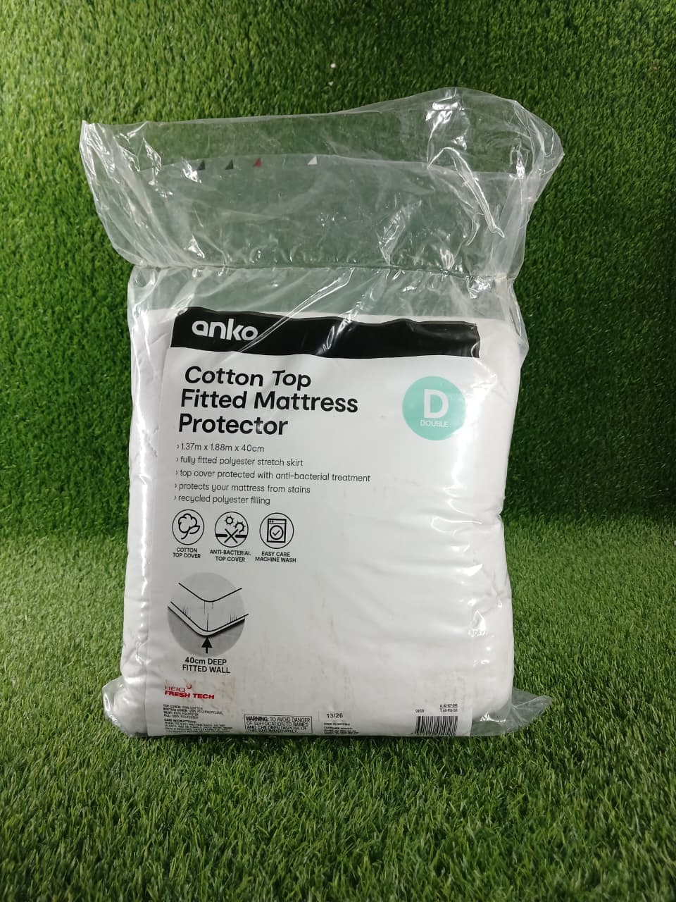 Anko Australian Brand Premium Cotton Top Quilted Mattress Protector - Anti-Bacterial Fitted Mattress Cover (Queen Size)